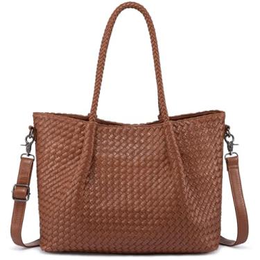 Imagem de LOVEVOOK Bolsa tiracolo feminina de couro vegano para viagens e trabalho, Marrom, Large