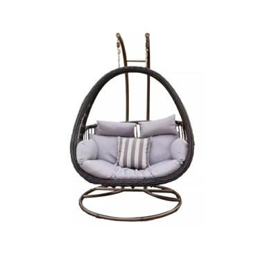 Imagem de Cadeira de vime cesta suspensa de alta qualidade para varanda doméstica cadeira suspensa com haste dupla rede Chlorophytum Comosum cadeira suspensa interna cadeira de vime giratória