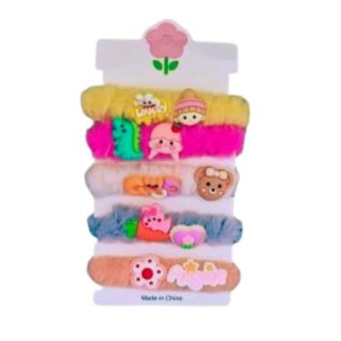 Imagem de H MINI ELASTICO CABELO INFANTIL DECORADO 5UN KIT1131