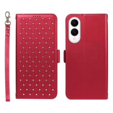 Imagem de KYFSJPT Capa carteira para Samsung Galaxy S25 Edge com bloqueio RFID, compartimentos para cartões, alça de pulso destacável e capa flip - Samsung Galaxy S25 Edge (6,7 polegadas) vermelha