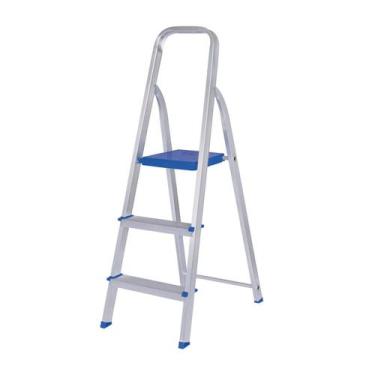 Imagem de Escada Dobravel De Alumínio MOR Tesoura 3 Degraus Resistente