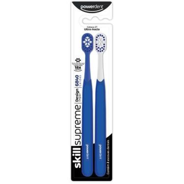 Imagem de Escova de Dentes Skill Supreme 2 Unidades Powerdent  Cerdas Macias par