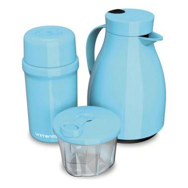 Imagem de Kit Garrafa Paris 500ml Fano 250ml Pote Dosador 300ml Azul Bering - UN