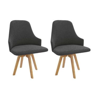 Imagem de Cadeiras Cozinha Suria 1c002ca Premium Madeira Maciça Kit 2 Un Carvalho/boucle Grafite Kappesberg