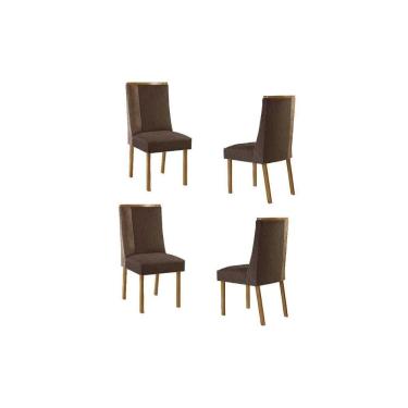 Imagem de Cadeira De Cozinha Tilia Kit 4 Un Naturalle/suede Marrom/corano Capuccino - Rufato