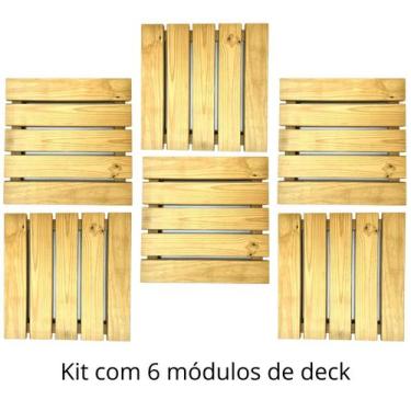 Imagem de KIT 6 peças deck modular de madeira Pinus tratado 50x50 centímetros pa