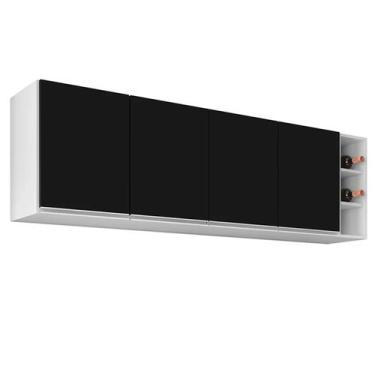 Imagem de Armário Aéreo Nevada com Nicho 180cm 4 Portas Branco/Preto - Lumil - L
