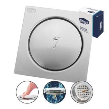 Imagem de Ralo Click Metal Quadrado Cromado 15x15cm - Smart DEPOT
