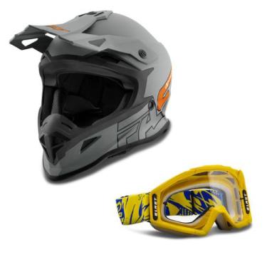 Imagem de Kit Capacete Pro Tork Fast 788 Grey Fosco + Óculos Pro Tork Blast Amar