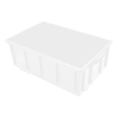 Imagem de Kit 3 Caixa Plastica 39,5L com Tampa para Organização Branco Preto Higipack