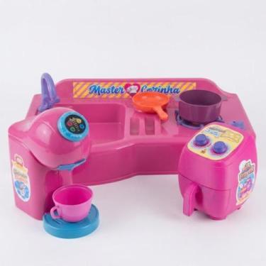 Imagem de Kit Cozinha Cafeteira Air Fryer Pia Com Fogão Brinquedo Faz de Contas 