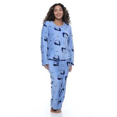 Imagem de Pijama Feminino Adulto Promoção Ultra Soft Manga Longa - Tere, Azul ur