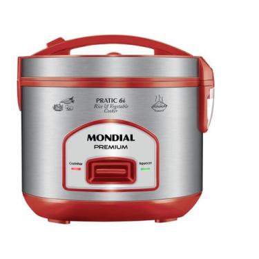 Imagem de Panela Elétrica de Arroz Mondial Pratic 6i Premium Vermelho/Inox 500W 