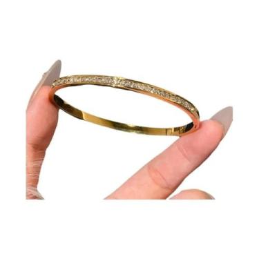 Imagem de Pulseira Feminina De Aço Inoxidável Banhada a Ouro Com Zircônias Incru