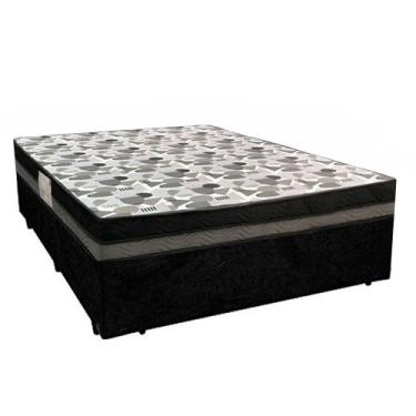 Imagem de Cama Box Casal Suede + Colchão Casal Ortobom Iso Dupla Face 60x138x188