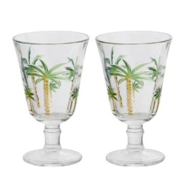 Imagem de Jogo 2 Taças De Cristal Palm Hand Tree Coqueiro Transparente Para água