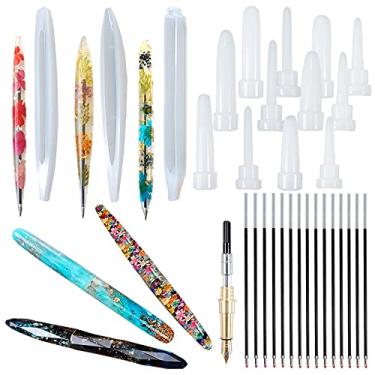 Imagem de FUNSHOWCASE 22 moldes de silicone para caneta-tinteiro e esferográfica, resina UV epóxi