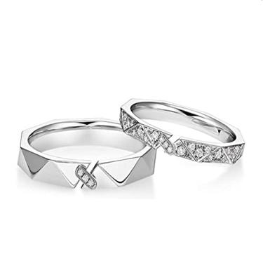 Imagem de MAXBROTHERS Um par de anéis de casal de moda, anel aberto simples, um par de presentes de amor simples e elegantes para homens e mulheres, modelos de casal, anéis de par de luxo leves (4)