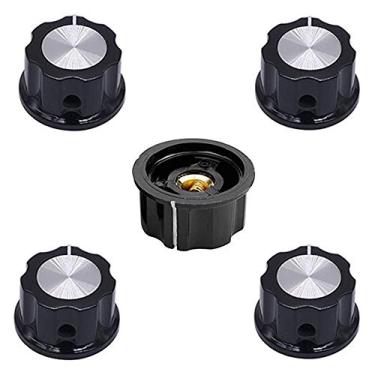 Imagem de Puxador de Potenciômetro Szliyands A04 30 mm Alça superior canelada antiderrapante 6 mm Diâmetro do orifício de cobre Tampa de controle de rotação 5 peças