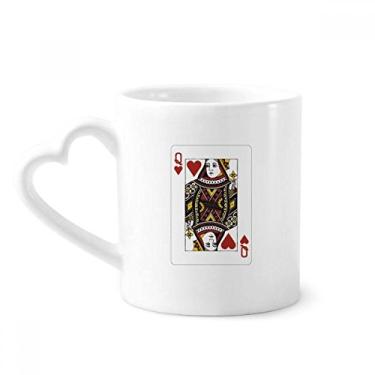 Imagem de Caneca com estampa de cartas de baralho de coração Q café cerâmica copo de coração de vidro