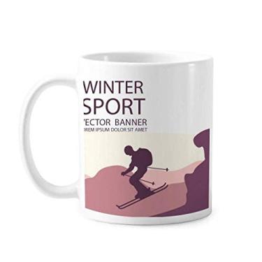 Imagem de Bastões de esqui para esportes de inverno caneca padrão cerâmica xícara de café porcelana louça
