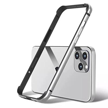 Imagem de TOGEI Capa para telefone iPhone 14 Pro max com moldura de metal dourada fina de alumínio TPU resistente a arranhões compatível com iPhone 11 13 12 Pro Max Mini XS XR 7 8 Plus SE2 capa (iPhone13 Pro, prata)