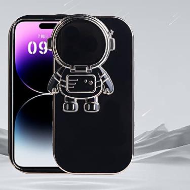 Imagem de Flip astronauts cover para iphone 14 13 12 suporte invisível capa de telefone móvel gradiente brilho chapeamento manga macia, T4, para iPhone 14 Plus