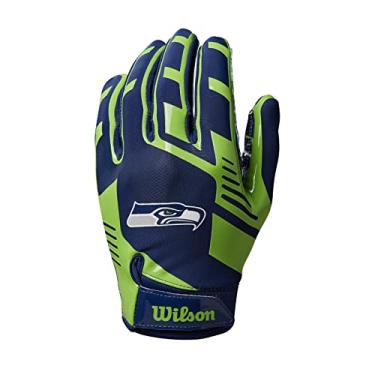 Imagem de Luvas de futebol americano Wilson NFL com ajuste elástico – Seattle-Youth