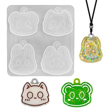 Imagem de Molde de silicone cristal, cabeça de animal artesanato chaveiro colar projeto brinco moldes de resina epóxi para colar pingente resina artesanato faça você mesmo