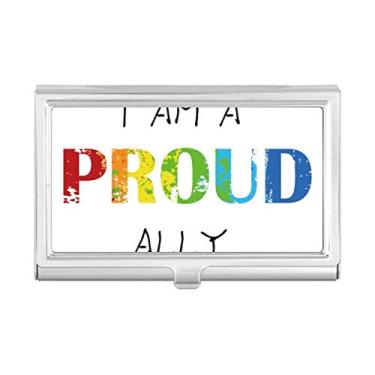 Imagem de LGBT Porta-cartões de visita com bandeira de arco-íris orgulhoso Ally