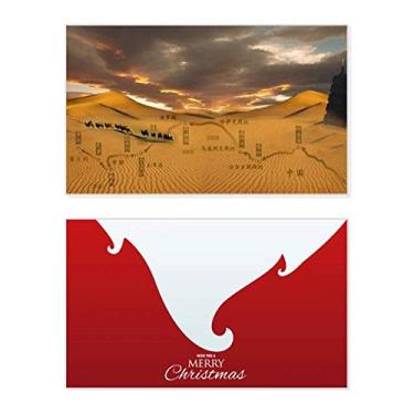 Imagem de Mapa Deserto Along the Way to the Silk Road Holiday Holiday Merry Christmas Cartões de parabéns Mensagem de Natal