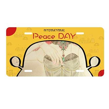 Imagem de Boneca Puppet, estilo chinês, placa de licença em aquarela, placa de carro, decoração do dia da paz