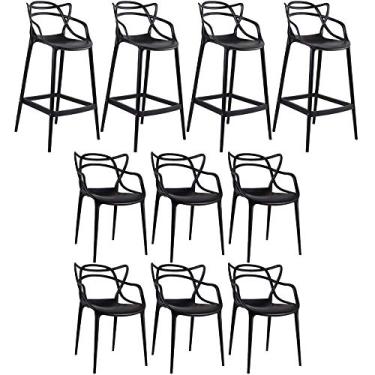 Imagem de Loft7, KIT - 6 x cadeiras + 4 x banquetas altas Masters Allegra - Preto