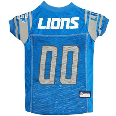 Imagem de NFL Detroit Lions Camiseta para cães, tamanho: Médio. Melhor fantasia de camisa de futebol para cães e gatos. Camisa de jérsei licenciada