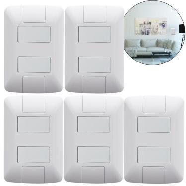 Imagem de 5 Interruptor (apagador) Duplo Simples Tramontina aria branco 6a 250v