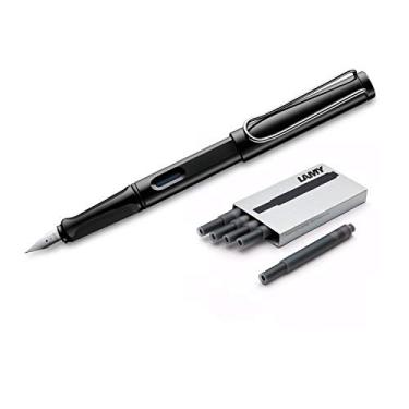 Imagem de Lamy Caneta-tinteiro Safari (19M) preto e 5 cartuchos de tinta preta (LT10BK, L19BKM)