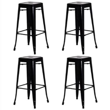 Imagem de Conjunto 4 Banquetas Tolix Alta - Preta - Kza Bela