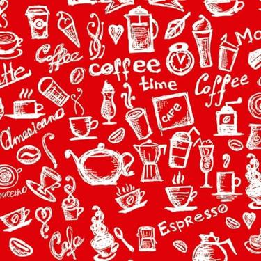 Imagem de Leliz Papers, Papel De Parede Adesivo Cozinha Hora Do Café Em Vermelho 1m