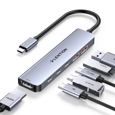 Imagem de LENTION Hub USB C, adaptador multiportas 6 em 1 com transferência de dados de 10 Gbps, 2 x USB-C e 2 x USB-A, 4K a 60 Hz HDMI, carregamento PD de 100 W, para MacBook Pro/Air, iPad, iPhone e mais