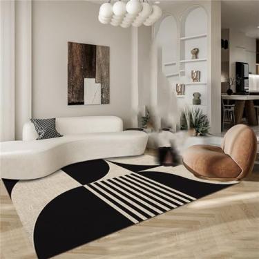 Imagem de Sala de estar tapete completo listrado preto e branco sofá mesa café quarto tapete decorativo, 10,1200mm x 1600mm