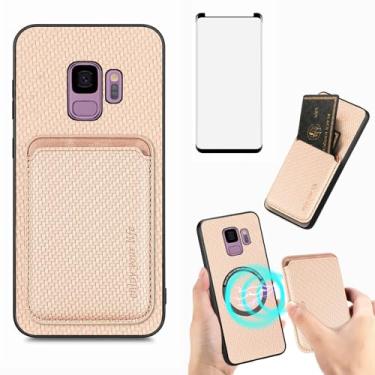 Imagem de Asuwish Capa de telefone para Samsung Galaxy S9 capa carteira com protetor de tela de vidro temperado fina e suporte de cartão de crédito acessórios para celular S 9 Edge 9S GS9 mulheres homens