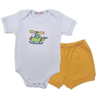 Imagem de Conjunto Body Manga Curta Bordado Helicóptero e Short Tapa Fralda - Roupa Bebê Menino-Masculino