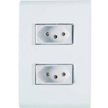 Imagem de Conjunto Tomada Dupla 10A Branco 4X2 - Tramontina Liz