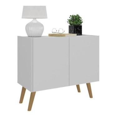 Imagem de Mesa de Cabeceira Retrô 2 Portas Multimóveis MP4133, Branco/Natural