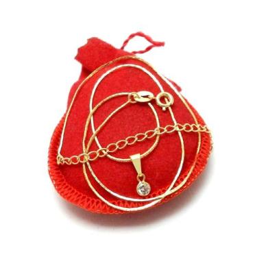 Imagem de Corrente Feminina 40/45cm 1mm Ponto Luz Folheado Ouro 18k CR566 - Wnbi