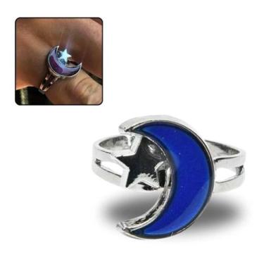 Imagem de Anel Do Humor Lua Estrela Mágico Encantador Muda De Cor Novo - Bicudos