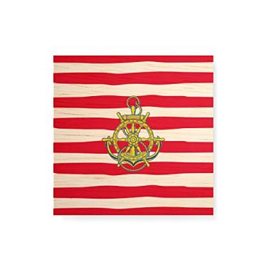 Imagem de Arte Maníacos Quadro decorativo com moldura caixa branca em Madeira - Marinheiro Brasão - 30x30cm