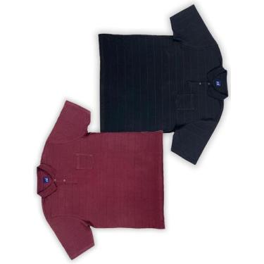 Imagem de KIT Masculino 2 Peças - Camisa Polo Listrada Preto e Camisa Polo Listr