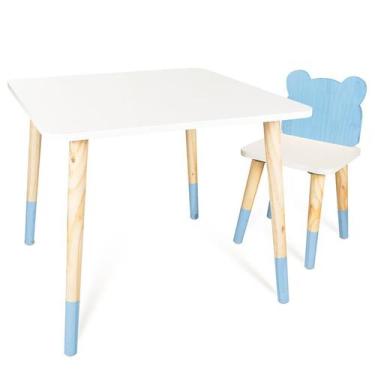 Imagem de Kit Mesa e Cadeira Infantil Urso - Eita Casa Perfeita, Azul Claro