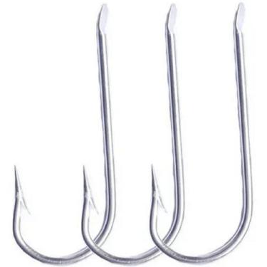 Imagem de Kit 25 Anzol Chapinha Grande 65mm Galvanizado Sem Furo Pesca - DE-YU